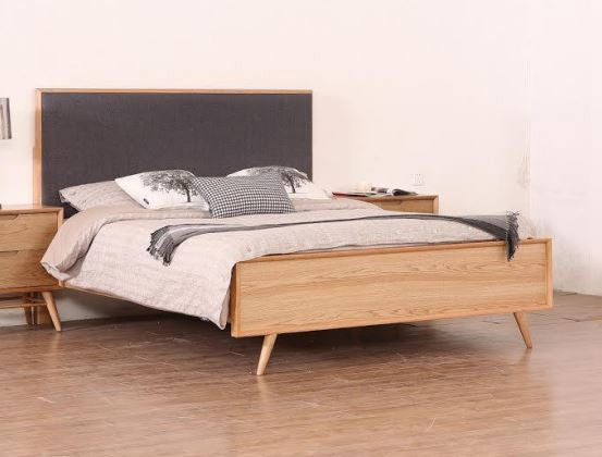 KING ALGIERS BED WITH UPHOLSTERED HEADBOARD - (MODEL-19-5-22-9-12-12-5) - NATURAL