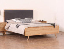 KING ALGIERS BED WITH UPHOLSTERED HEADBOARD - (MODEL-19-5-22-9-12-12-5) - NATURAL