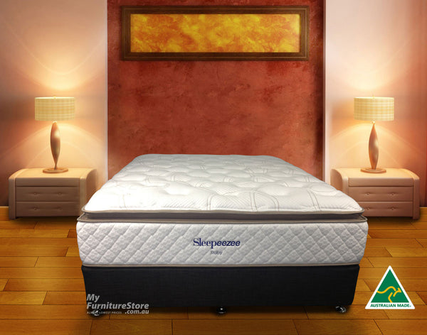 KING SINGLE RUBY (MK3) PILLOW TOP POCKET SPRING ENSEMBLE (BASE & MATTRESS) WITH GEL INFUSED VISCO - CHOICE OF BASE COLOURS - FIRM
