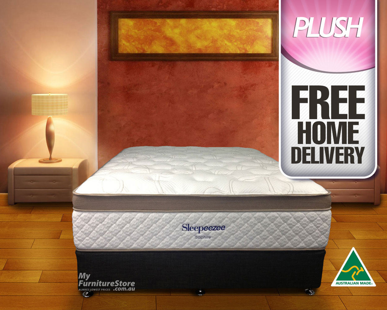 QUEEN SAPHIRE POCKET SPRING ENSEMBLE (BASE & MATTRESS) - CHOICE OF BASE COLOURS - PLUSH