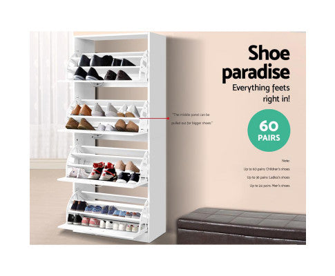 HAMILTON SHOE CABINET WITH 4 STORAGE COMPARTMENTS - WHITE