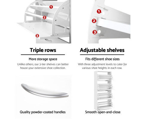 HAMILTON SHOE CABINET WITH 4 STORAGE COMPARTMENTS - WHITE