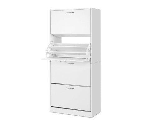 HAMILTON SHOE CABINET WITH 4 STORAGE COMPARTMENTS - WHITE