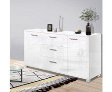 BENNY 2 DOORS/ 3 DRAWERS SIDEBOARD - 740(H) x 1380(W) x 350(D) - HIGH GLOSS WHITE