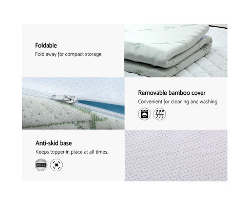 SALOME KING SIZE COOL GEL MEMORY FOAM MATTRESS TOPPER WITH BAMBOO COVER (80mm)