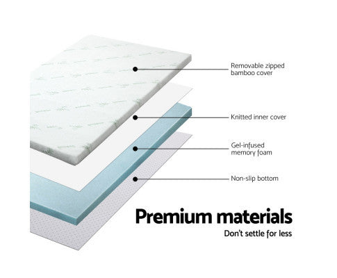 JUDITH SINGLE SIZE COOL GEL MEMORY FOAM MATTRESS TOPPER WITH BAMBOO COVER (50mm)