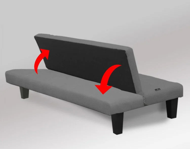 OAKLEY 2 SEATER MODULAR LINEN FABRIC SOFA BED COUCH - DARK GREY