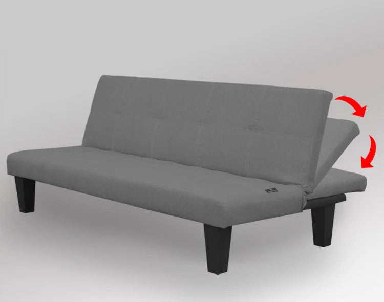 OAKLEY 2 SEATER MODULAR LINEN FABRIC SOFA BED COUCH - DARK GREY