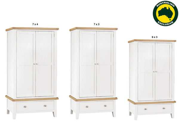 SPENCER (AUSSIE MADE) 2 DOOR / 1 DRAWER WARDROBE COLLECTION - ASSORTED PAINTED / STAINED COLOURS