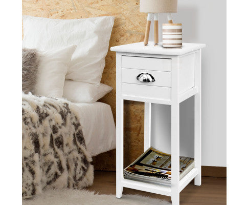 VANITY 1 DRAWER BEDSIDE TABLE - WHITE