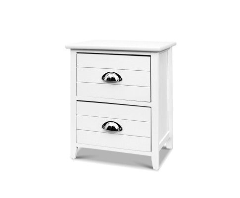 CULLMAN 2 DRAWER BEDSIDE TABLE - WHITE