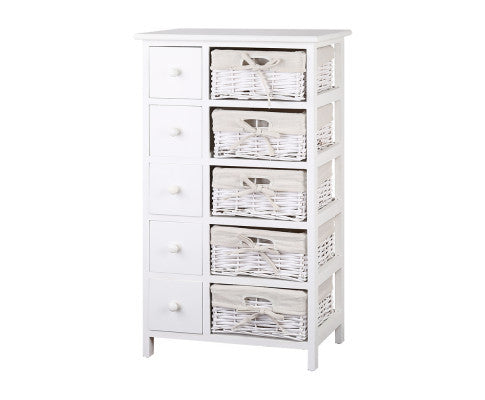 SOLANA 5 DRAWER/ 5 BASKET STORAGE CABINET - AS PICTURED
