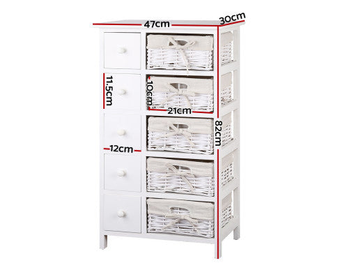 SOLANA 5 DRAWER/ 5 BASKET STORAGE CABINET - AS PICTURED
