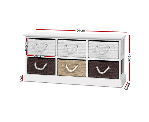 SOLANA SHOE STORAGE BENCH WITH 6 DRAWERS - AS PICTURED