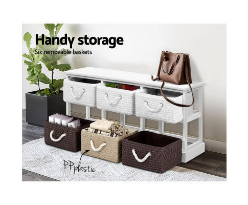 SOLANA SHOE STORAGE BENCH WITH 6 DRAWERS - AS PICTURED