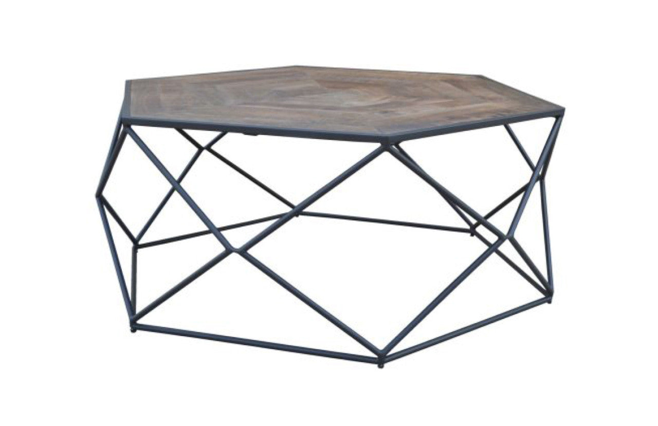 STEVEN COFFEE TABLE - 920(W) X 800(D) – WOODEN TOP/METAL BASE