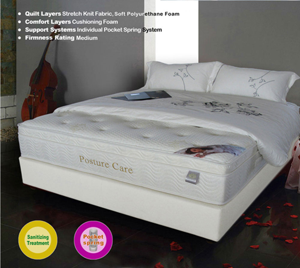DOUBLE POSTURE CARE POCKET SPRING ENSEMBLE (BASE & MATTRESS) - MEDIUM