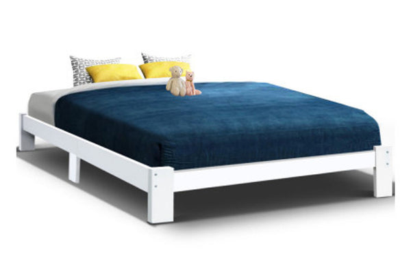 QUEEN BELINDA WOODEN DOONER / PLATFORM BED FRAME - WHITE