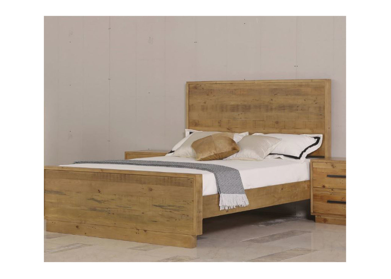 KING SINGLE SYRACUSE SOLID TIMBER PANEL BED - (MODEL:1-21-7-21-19-20) - RUSTIC