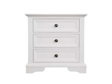 AUSTIN 3 DRAWER BEDSIDE TABLE - 705(H) x 710(W) - WHITE