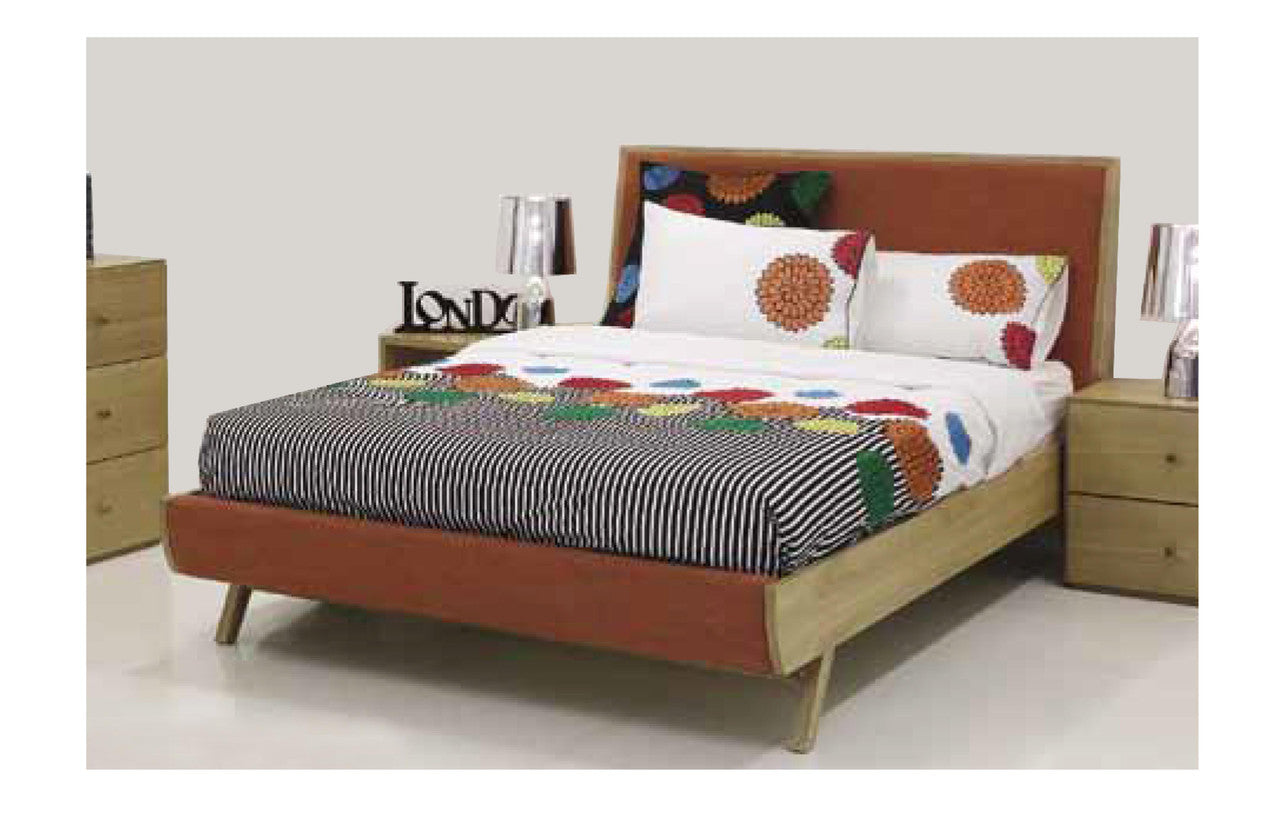 QUEEN DEMOPOLIS BED - NATURAL & WARWICK ORANGE/YELLOW