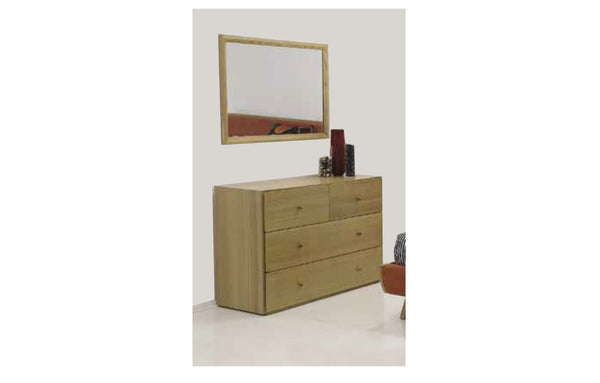 DEMOPOLIS 4 DRAWER DRESSER WITH MIRROR - NATURAL & WARWICK ORANGE/YELLOW