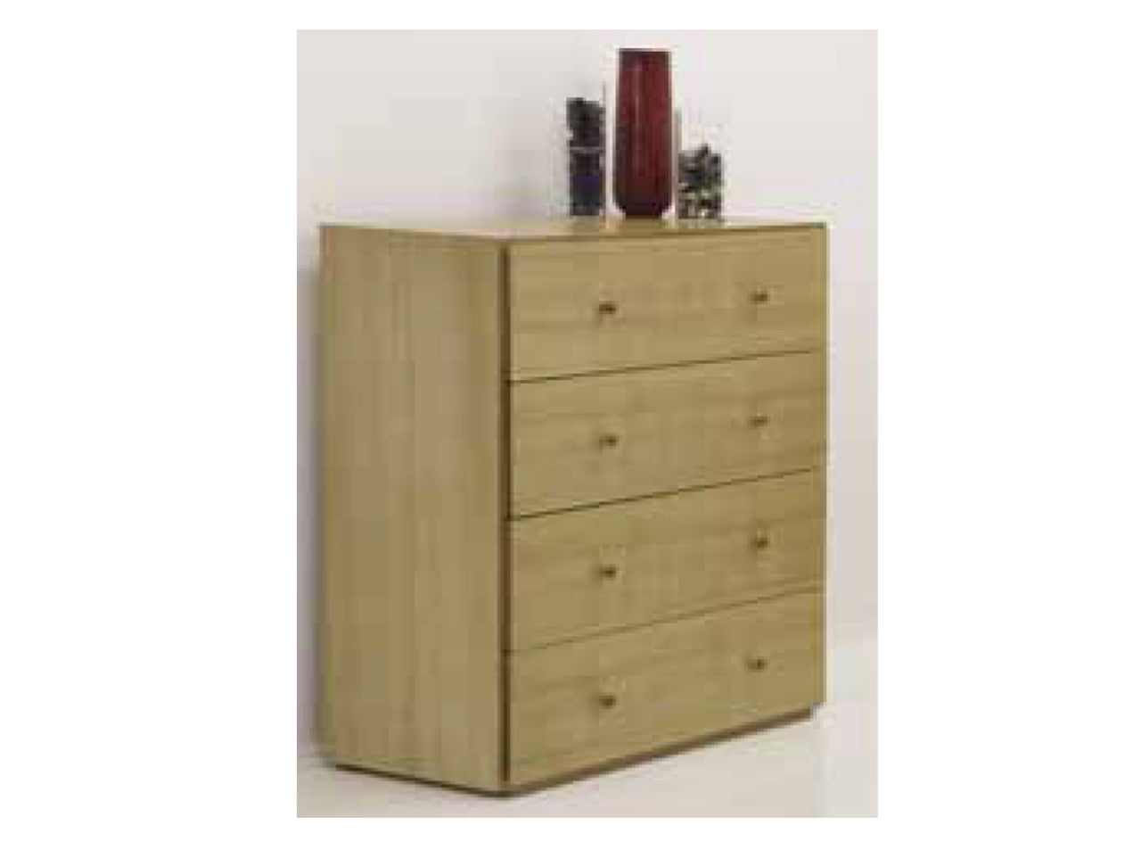 KING DEMOPOLIS 4 PIECE (TALLBOY) BEDROOM SUITE - NATURAL & WARWICK ORANGE/YELLOW