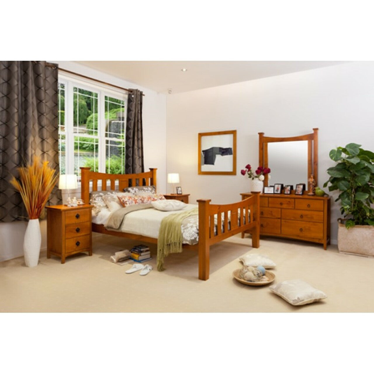 MADALINE (AUSSIE MADE) DOUBLE OR QUEEN 5 PIECE (DRESSER) BEDROOM SUITE - ASSORTED STAINED COLOURS