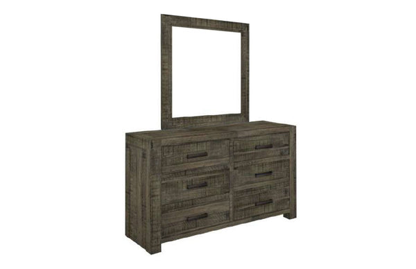 MUNICH 6 DRAWER DRESSER WITH MIRROR - GREY STONE