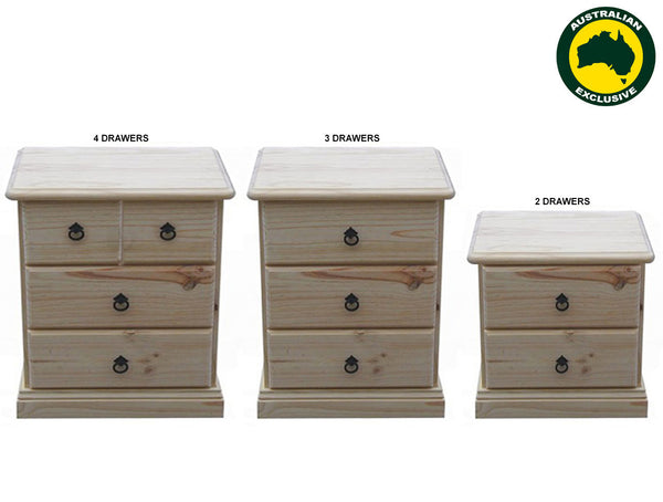 SIERRA (AUSSIE MADE) BEDSIDE TABLE COLLECTION - ASSORTED STAINED COLOURS