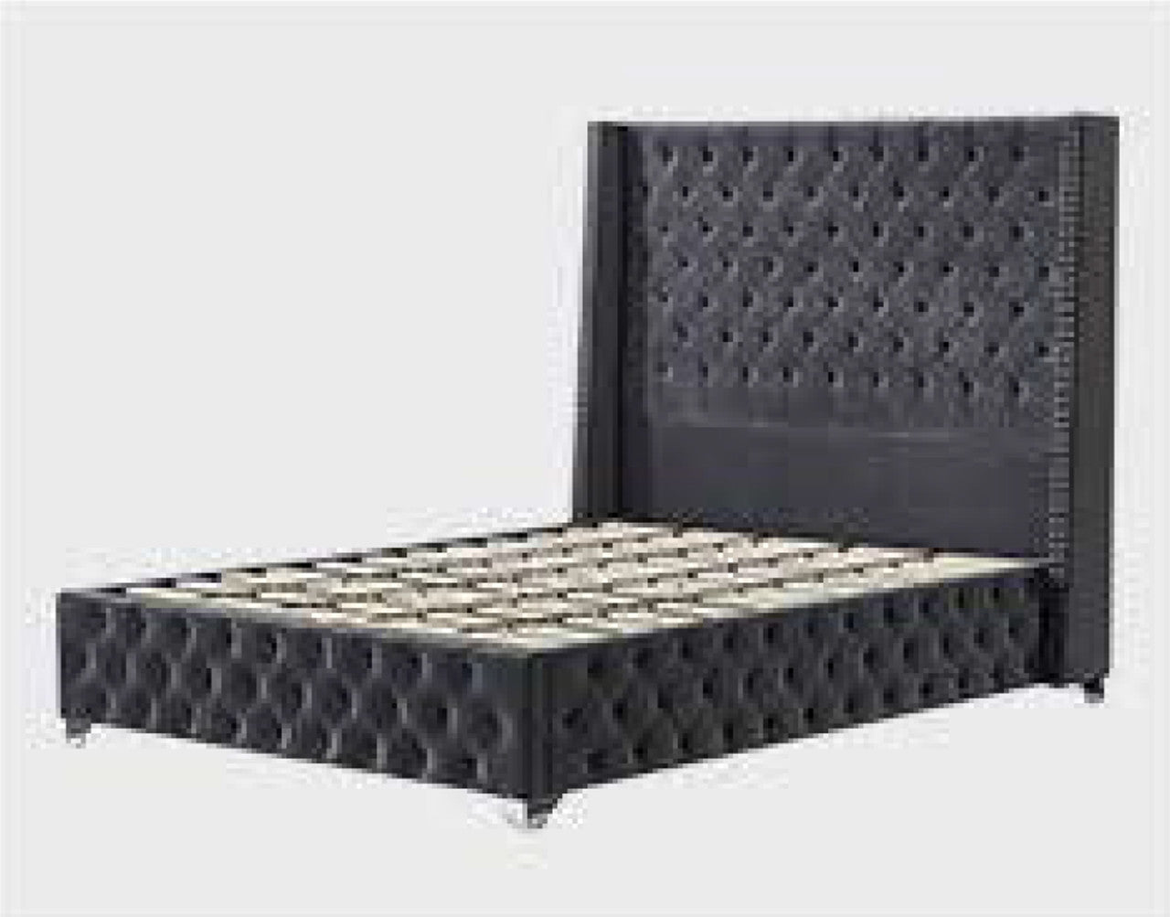 DOUBLE SCHUYLKILL LEATHERETTE / LINEN / VELVET WINGED BED - ASSORTED COLOURS