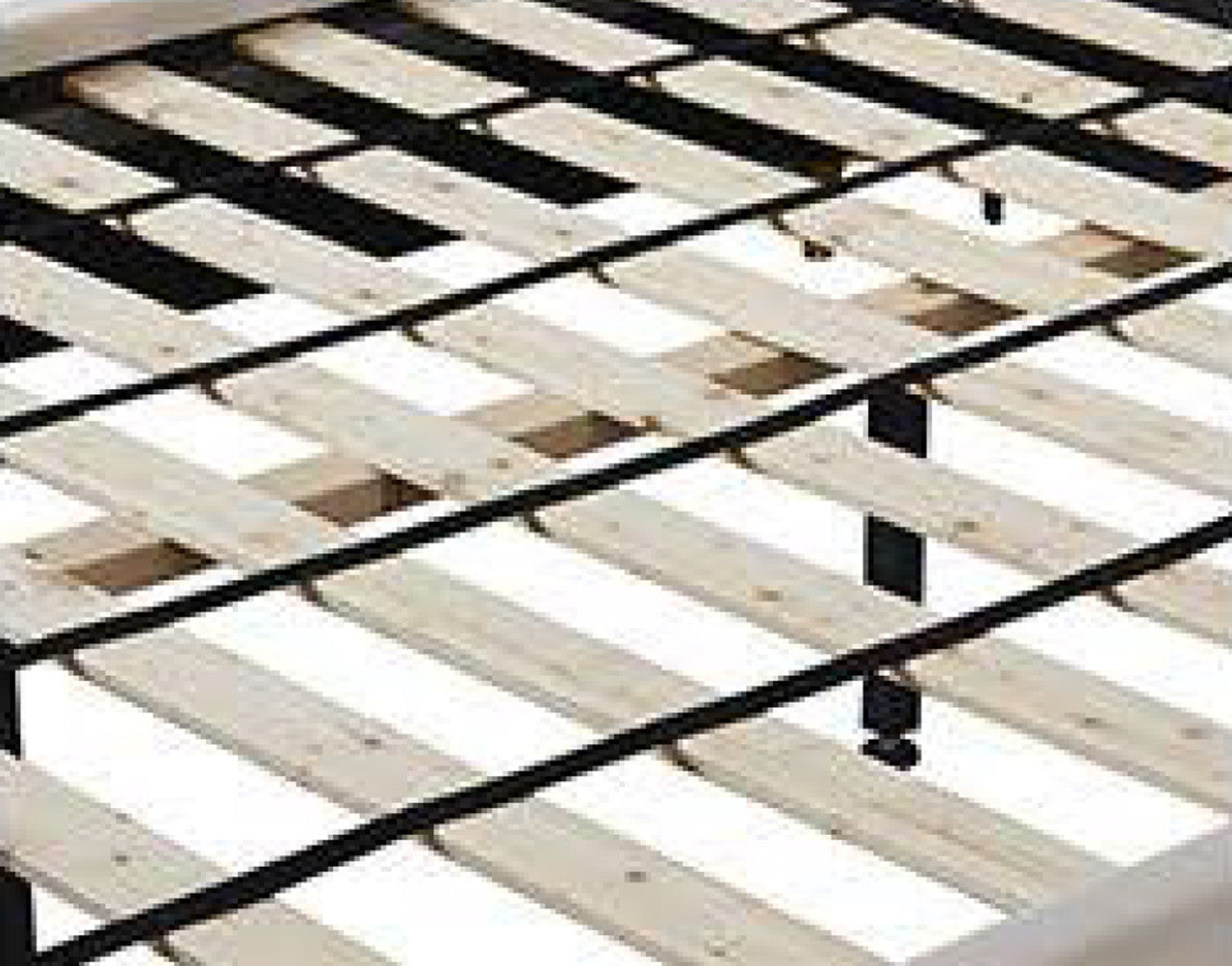 QUEEN JOURNEY LEATHERETTE / LINEN / VELVET FANCY BED WITH METAL BEDHEAD FRAME - ASSORTED COLOURS