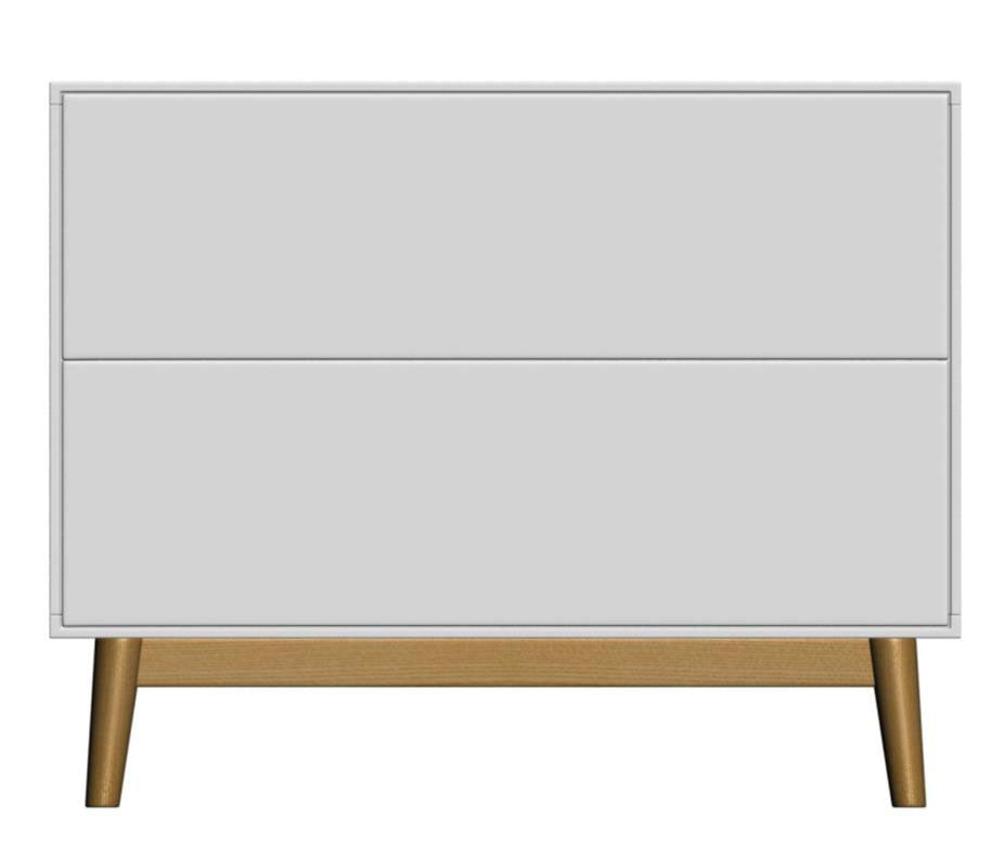 SNOW BEDSIDE WITH 2 DRAWERS - WHITE / NATURAL