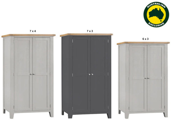 SPENCER (AUSSIE MADE) FULL HANGING WARDROBE COLLECTION - TASSIE OAK COMBINATION - ASSORTED STAINED COLOURS