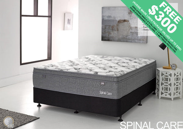 KING SINGLE SPINAL DELUXE CARE EURO TOP POCKET SPRING MATTRESS - MEDIUM
