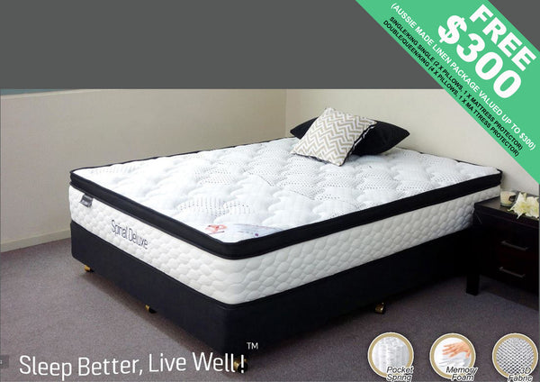 DOUBLE SPINAL DELUXE POCKET SPRING MATTRESS ONLY - MEDIUM