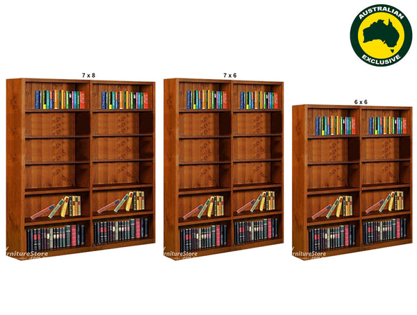 SUSSIE (AUSSIE MADE) LARGE HIGHLINE BOOKCASE COLLECTION - ASSORTED STAINED COLOURS