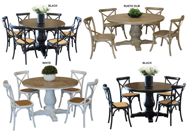 BRISTOL DINING SETTING WITH CROSS BACK CHAIRS COLLECTION - ASSORTED COLOURS