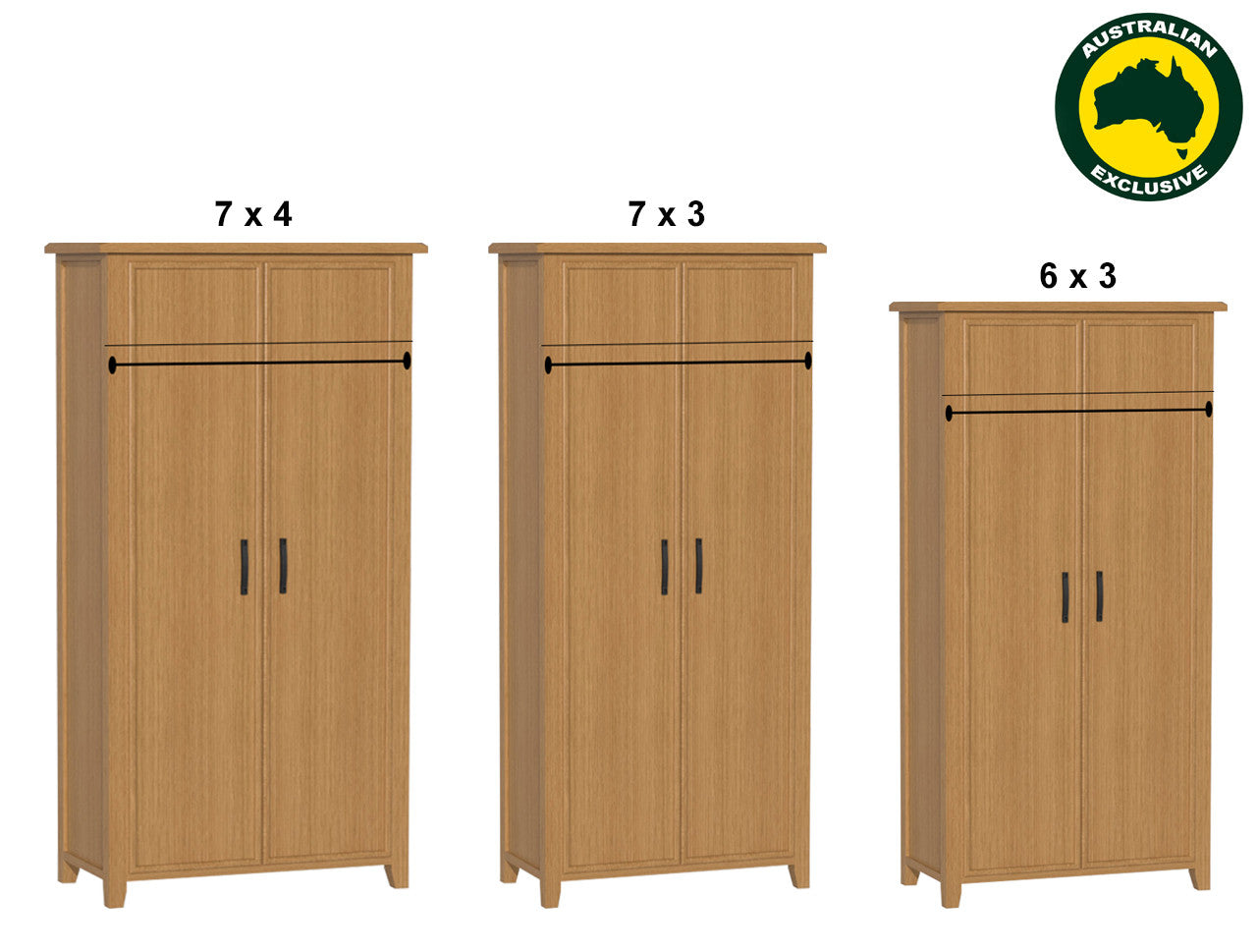 SYDNEYSIDE (AUSSIE MADE) WARDROBE WITH HAT RACK COLLECTION - ASSORTED STAINED COLOURS - STARTING FROM $899