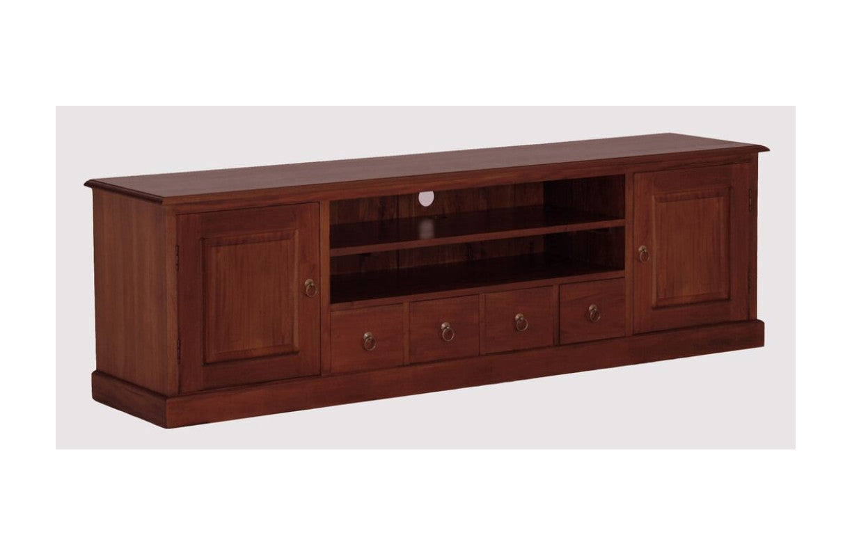 TASMANIA 2 DOOR 4 DRAWER ENTERTAINMENT UNIT (SB 204 PN) - 600(H) x 2000(W) - MAHOGANY