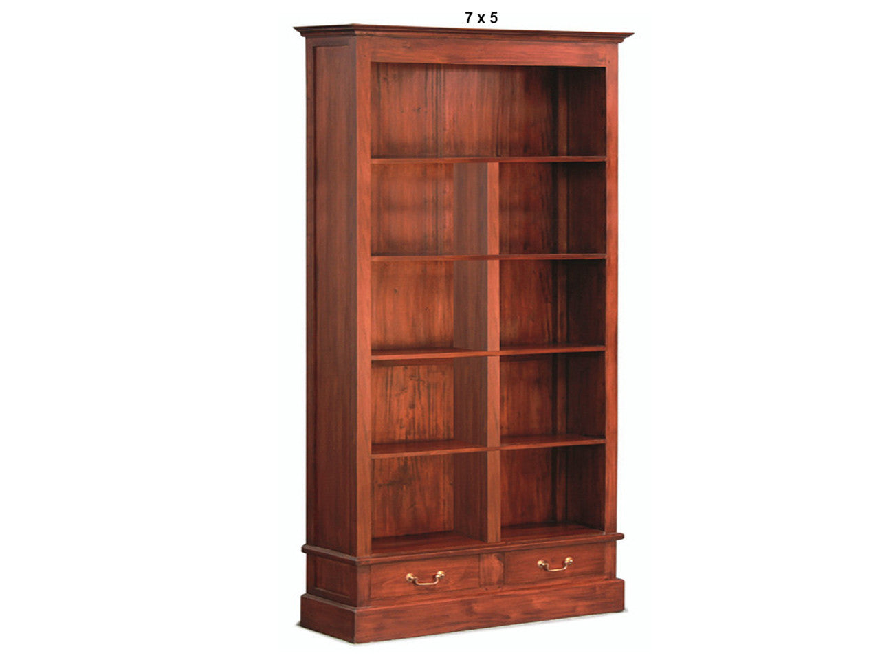 TASMANIA HARDWOOD BOOKCASE WITH 2 DRAWER COLLECTION - ASSORTED STAINED COLOURS