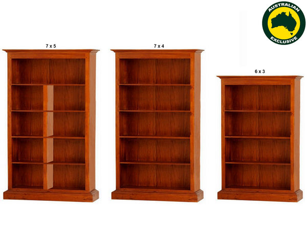 TASMANIA HARDWOOD BOOKCASE COLLECTION - ASSORTED STAINED COLOURS