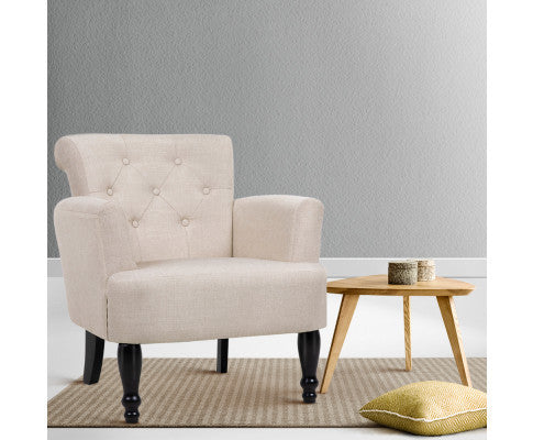 OPHELIA FABRIC LOUNGE ARMCHAIR - TAUPE