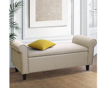 FARAMOND FABRIC BLANKET BOX OTTOMAN STORAGE - TAUPE