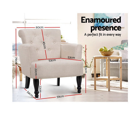 OPHELIA FABRIC LOUNGE ARMCHAIR - TAUPE