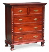 JEPARA 5 DRAWER TALLBOY ( TB 005 CV PL) -1200(H) X 1100(W) - MAHOGANY