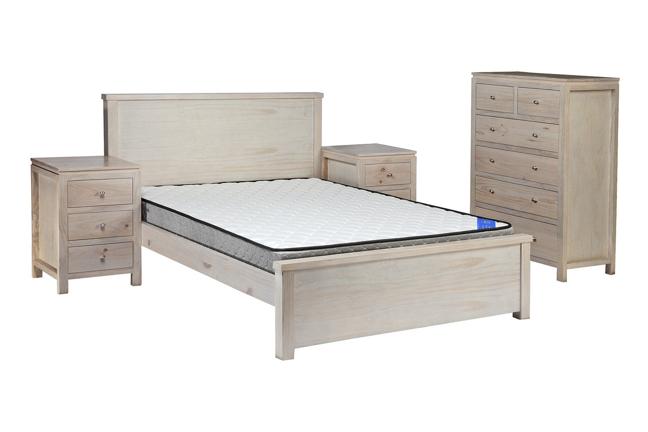 OZARK (AUSSIE MADE) DOUBLE OR QUEEN 4 PIECE (TALLBOY) BEDROOM SUITE - ASSORTED PAINTED COLOURS