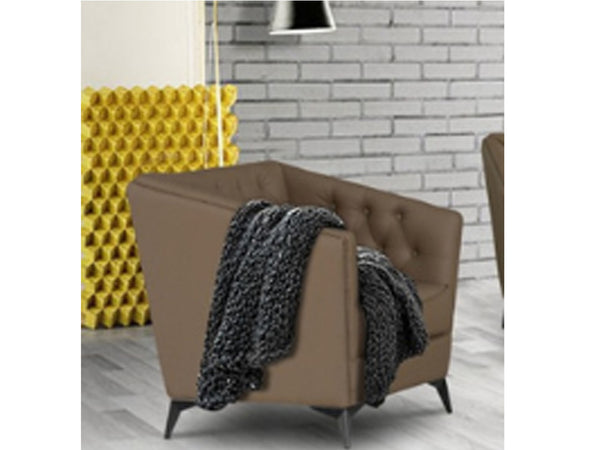 TRIBECA LEATHERETTE ARMCHAIR - BROWN