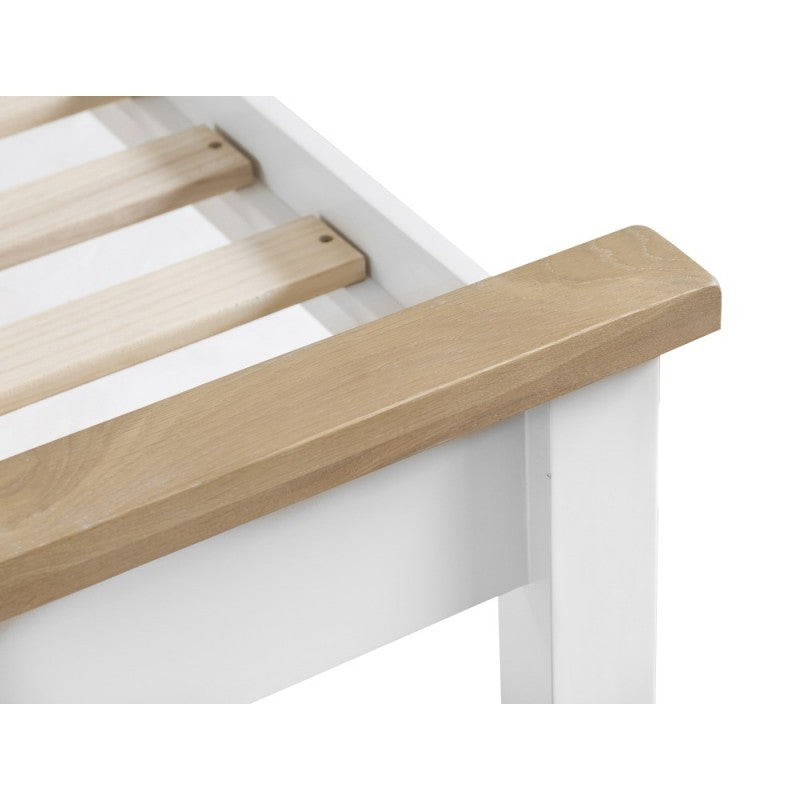 KING SPENCER (TT-60-W) BED FRAME ONLY - BRIGHT WHITE / LIGHT OAK (2 TONE)