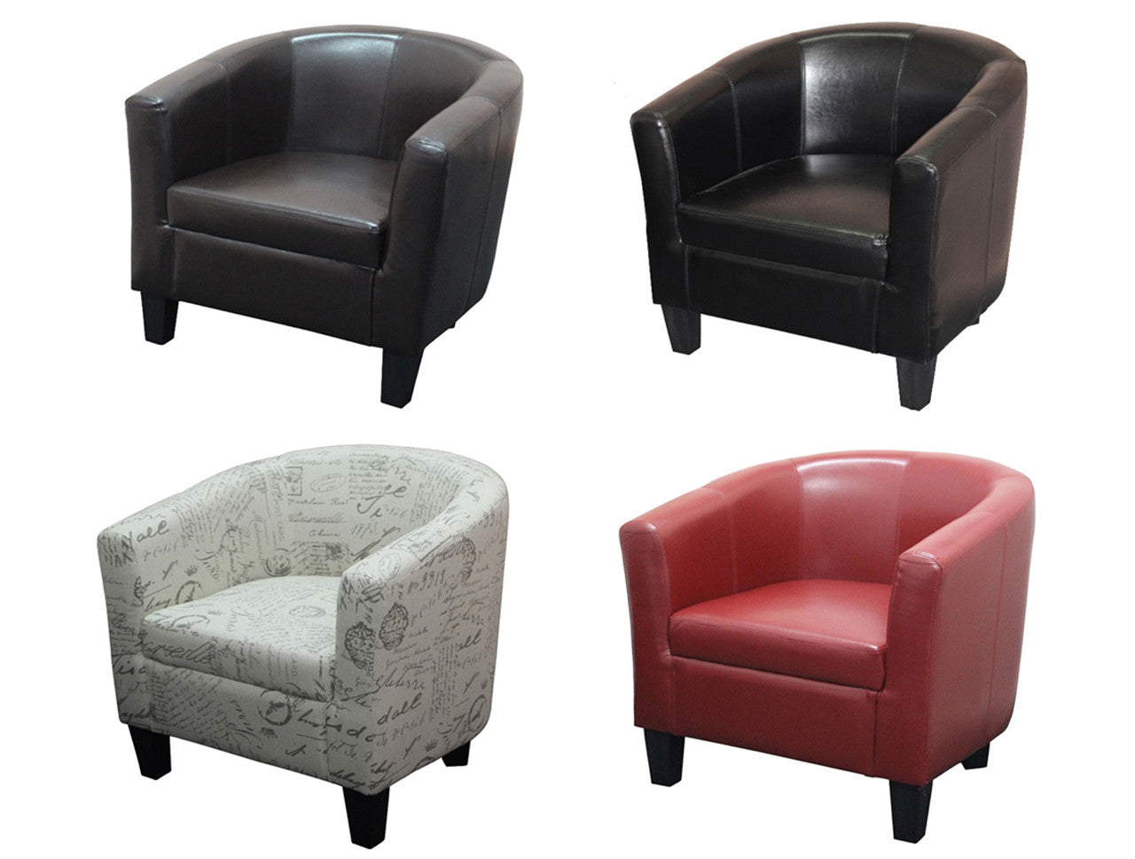 TASMAN TUB FABRIC OR LEATHERETTE CHAIR - ASSORTED COLOURS